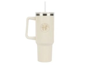 Genuine Alfa Romeo Stainless Steel Travel Mug Cream Color With Alfa Romeo Logo 40 Ounce