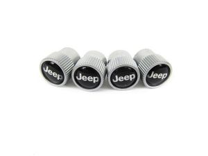 Genuine Mopar Wheel Valve Stem Caps Silver W/ Jeep Logo