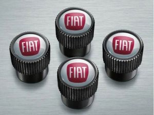 Genuine Mopar Valve Stem Caps Kit Of Four Black With White & Red Fiat Logo