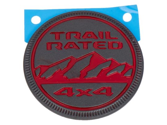 Genuine Mopar Emblem Trail Rated Rubicon Red