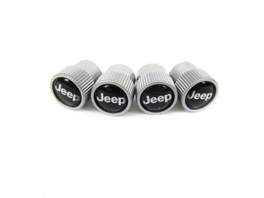 Genuine Mopar Wheel Valve Stem Caps Silver And Black With Jeep Logo Kit Of Four