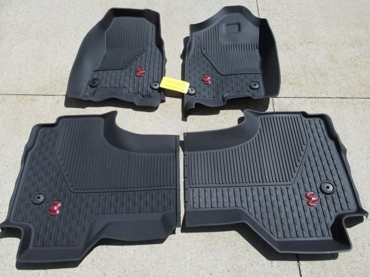 Genuine Mopar All-Weather Slush Mats Quad Cab Rebel Black With Red Ram's Head Logo