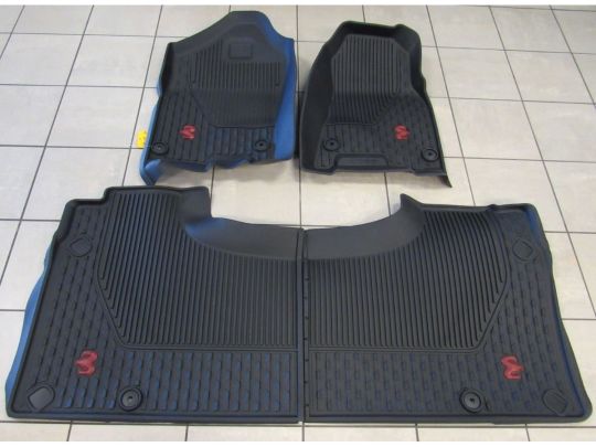 Genuine Mopar All-Weather Slush Mats Crew Cab Rebel Black With Red Rams Head