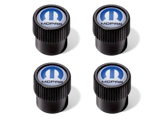 Genuine Mopar Wheel Valve Stem Caps Mopar Logo Blue