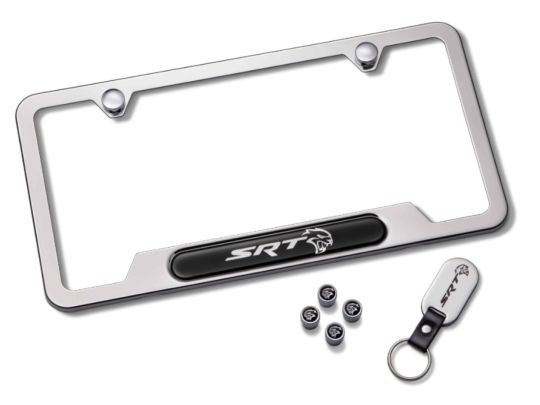 Genuine Mopar License Plate Frame Gift Set SRT Hellcat Silver