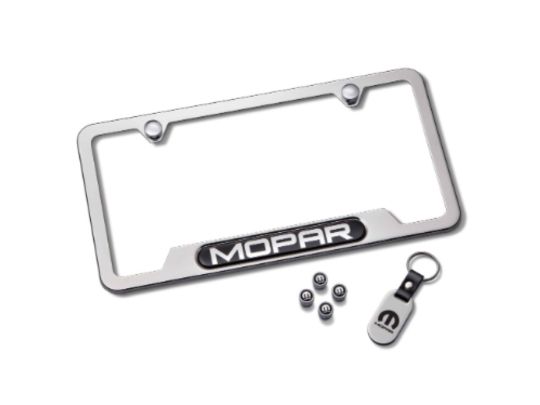 Genuine Mopar License Plate Frame Gift Set - Mopar Logo Silver