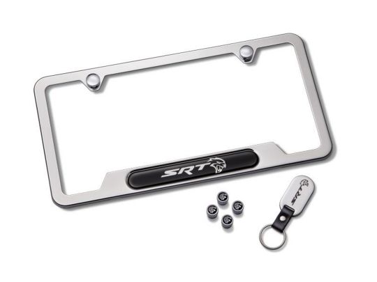 Genuine Mopar License Plate Frame Gift Set SRT Polished Chrome