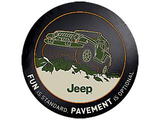 Genuine Mopar Spare Tire Cover Cloth Fun is Standard Pavement is Optional Logo