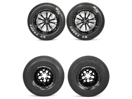 Genuine Mopar Performance Direct Connection Kit Of Four Drag Pak Weld Lightweight Wheels and Tires 17x4.5 Front And 15x10 Rear Beadlock